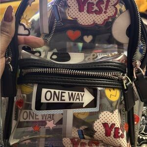 iHeartRaves Clear Graphic Backpack with Black Accents